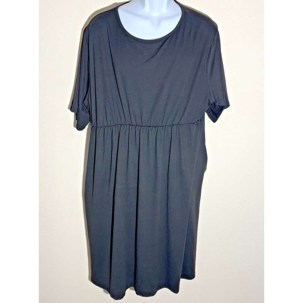 Allegrace Dress Womens Plus‎ 3X Black Jersey Knit  With Pockets Midi Fit-Flare